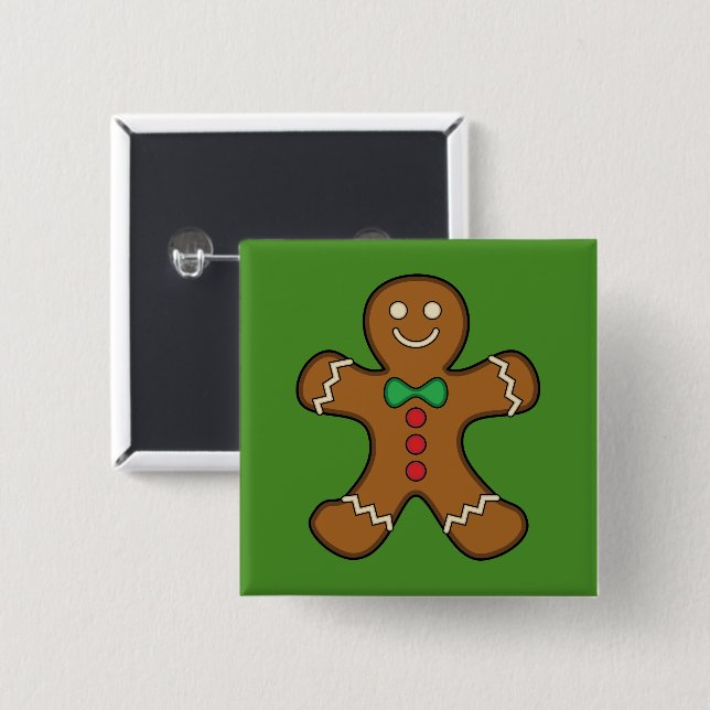Bóton Quadrado 5.08cm Happy Gingerpão Man (Frente & Verso)