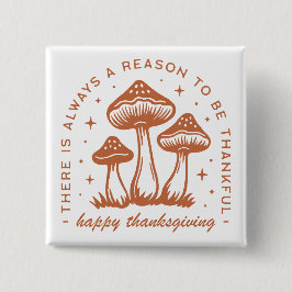 Bóton Quadrado 5.08cm Happy thanksgiving mushroom whimsical terracotta