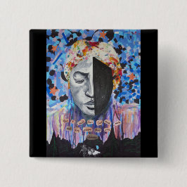 Bóton Quadrado 5.08cm Harriet Tubman - botão preto da história