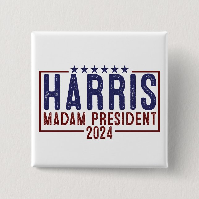 Bóton Quadrado 5.08cm Harris Senhora Presidente 2024 (Frente)