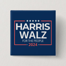 Bóton Quadrado 5.08cm Harris Waltz 2024 Eleição Kamala Harris Tim Waltz