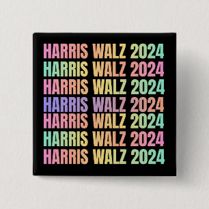 Bóton Quadrado 5.08cm Harris Walz 2024 Rainbow