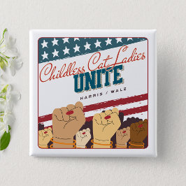 Bóton Quadrado 5.08cm Harris Walz, Garotas de Gato Sem Fios, Unem Punhos