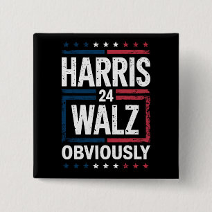 Bóton Quadrado 5.08cm Harris Walz Obviamente Harris Waltz Eleição 2024