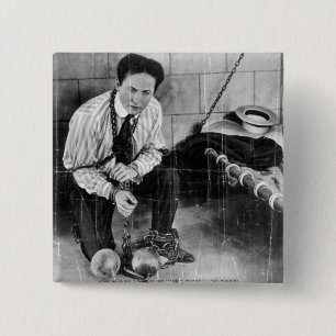 Bóton Quadrado 5.08cm Harry Houdini aproximadamente a escapar da prisão