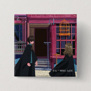 Bóton Quadrado 5.08cm HARRY POTTER™ & Hermione no Eeylops Owl Emporium