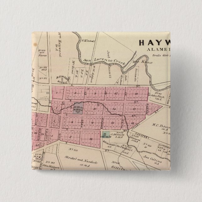 Bóton Quadrado 5.08cm Haywards, bronzeador (Frente)