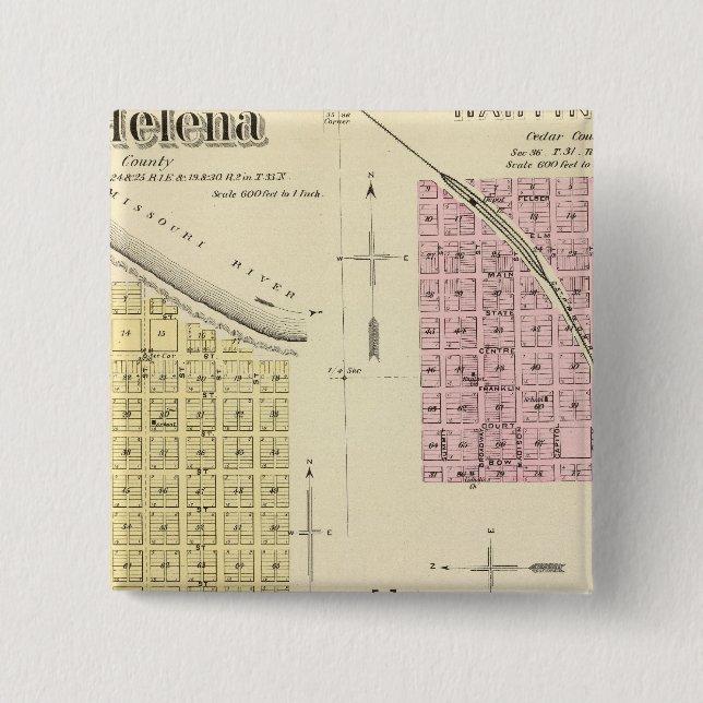 Bóton Quadrado 5.08cm Helena, Nebraska (Frente)