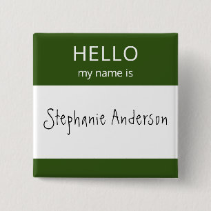 Bóton Quadrado 5.08cm HELLO Personalizado Meu Nome É Crachá