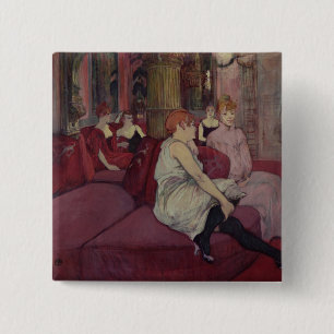 Bóton Quadrado 5.08cm Henri de Toulouse-Lautrec no salão de beleza no