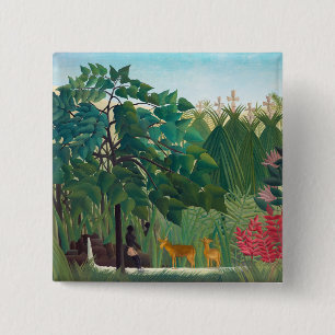 Bóton Quadrado 5.08cm Henri Rousseau - A Quebra d'Água