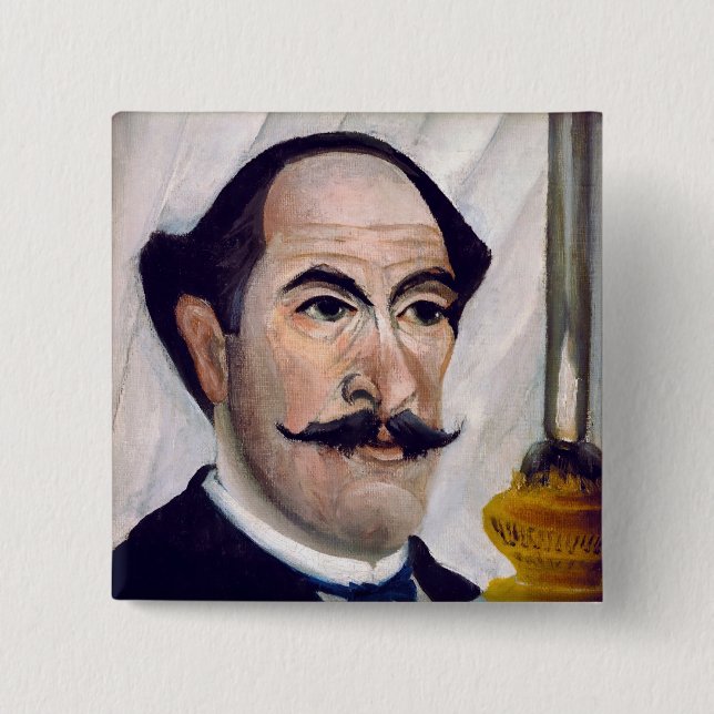 Bóton Quadrado 5.08cm Henri Rousseau - Autorretrato (Frente)