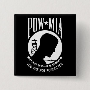 Bóton Quadrado 5.08cm Heróis Militares Americanos do POW MIA prisioneiro