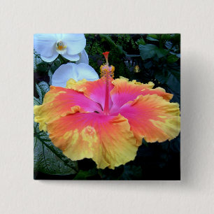 Bóton Quadrado 5.08cm hibisco