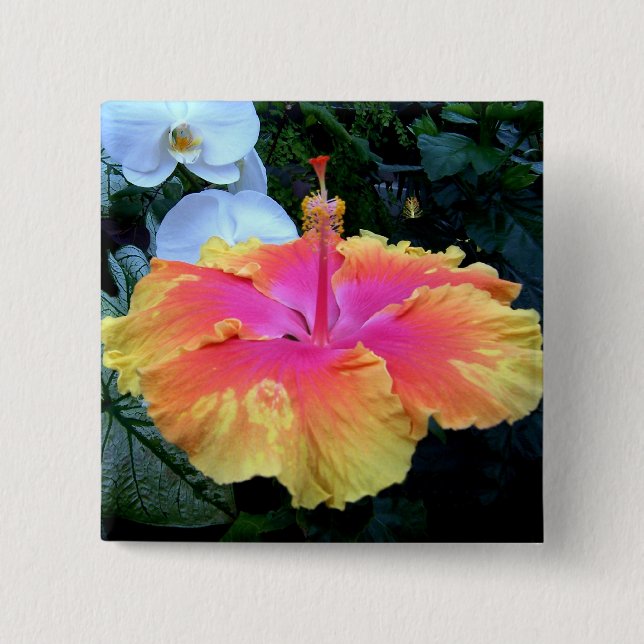 Bóton Quadrado 5.08cm hibisco (Frente)