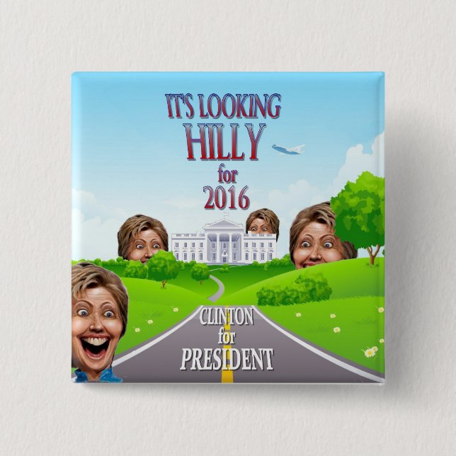 Bóton Quadrado 5.08cm Hillary Clinton para o presidente em 2016 (Frente)