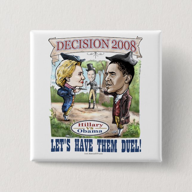 Bóton Quadrado 5.08cm Hillary contra o botão de Obama (Frente)
