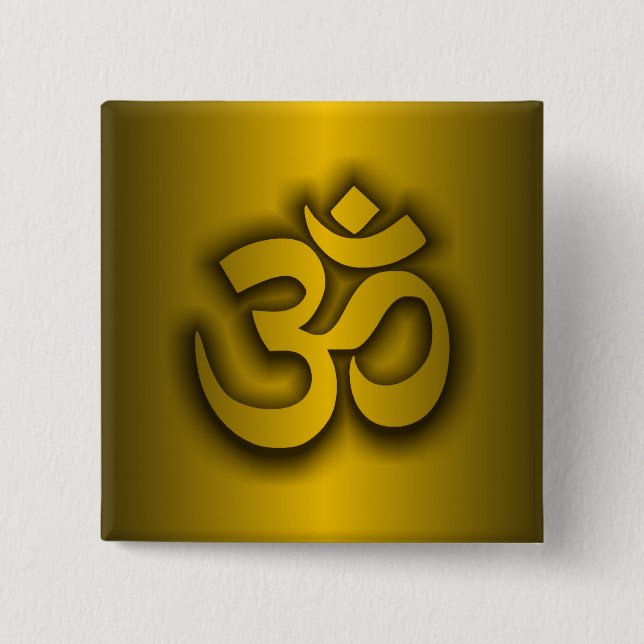 Bóton Quadrado 5.08cm Hindu "Om" (Frente)