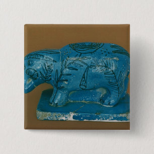 Bóton Quadrado 5.08cm Hippopotamus azul com decoração preta
