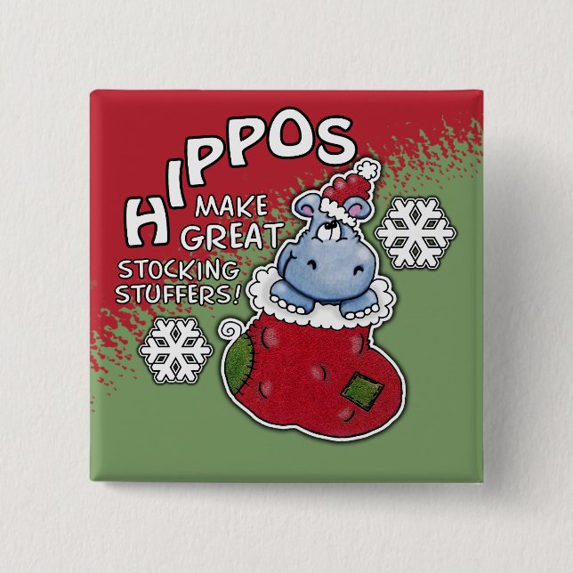 Bóton Quadrado 5.08cm Hippos Faz EXCELENTE Estocando Incêndios (Frente)