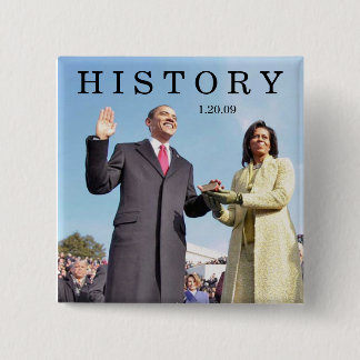 Bóton Quadrado 5.08cm HISTÓRIA: Obama jurando na cerimônia de posse