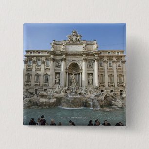 Bóton Quadrado 5.08cm Historic Trevi Fountain em Roma, Itália