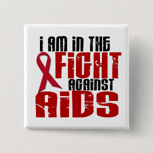 Bóton Quadrado 5.08cm HIV do AIDS na luta 1