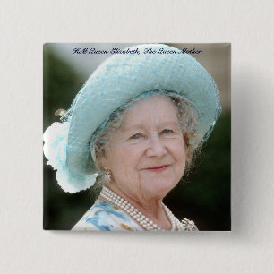 Bóton Quadrado 5.08cm HM rainha Elizabeth, mãe de rainha Berlim 1987
