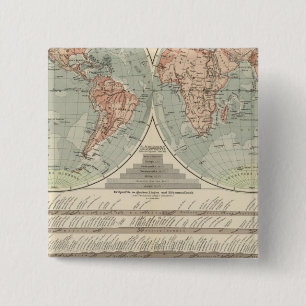 Bóton Quadrado 5.08cm Hohen und Tiefen - Mapa do Atlas Highs and Lows
