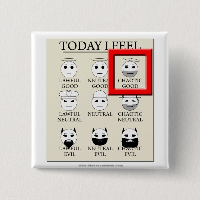 Bóton Quadrado 5.08cm Hoje eu sinto bom caótico (Frente)