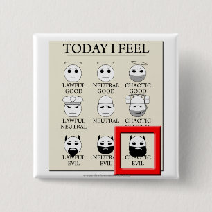 Bóton Quadrado 5.08cm Hoje eu sinto o mau caótico