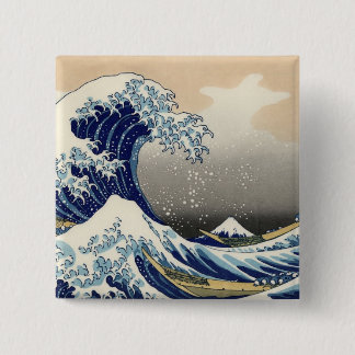 Bóton Quadrado 5.08cm Hokusai: A grande onda de Kanagawa