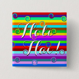 Bóton Quadrado 5.08cm HOLI colorido Stripes Swirls padrão + suas ideias