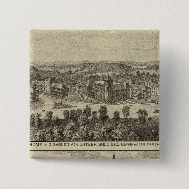 Bóton Quadrado 5.08cm Home of Disabled Volunteers Soldados (Frente)