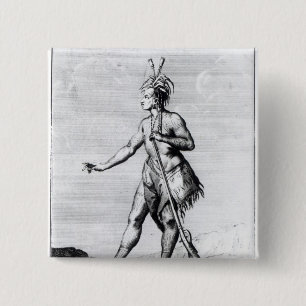 Bóton Quadrado 5.08cm Homem Iroquois, habitante de Canadá