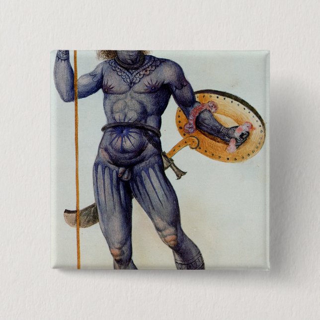 Bóton Quadrado 5.08cm Homem Pictish que guardara um protetor (Frente)