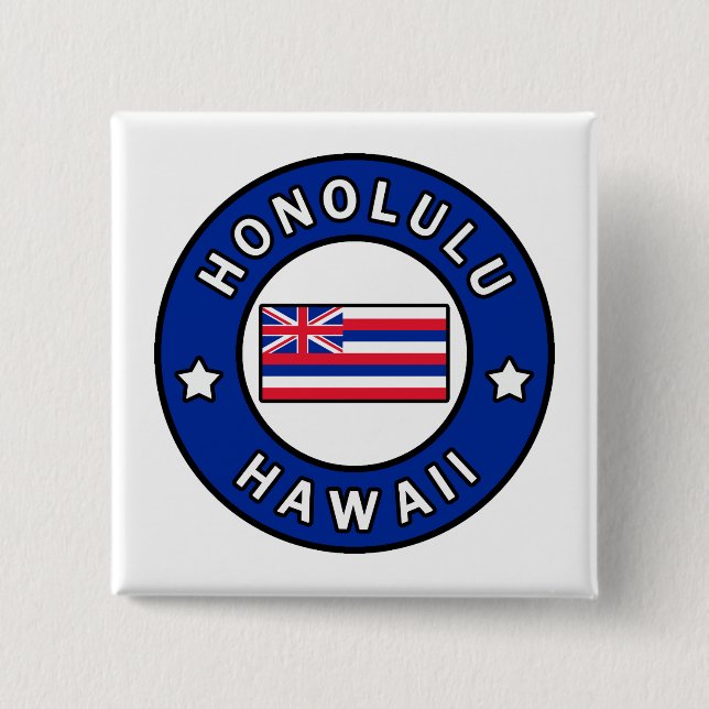 Bóton Quadrado 5.08cm Honolulu Hawaii (Frente)