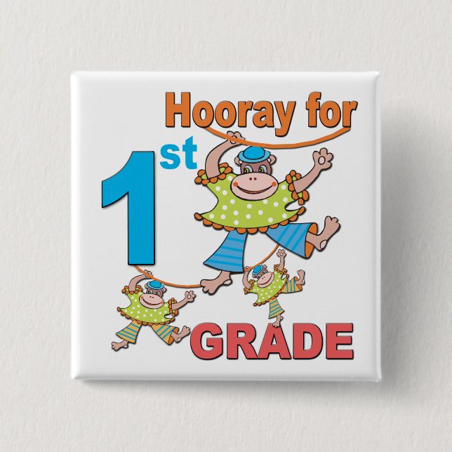 Bóton Quadrado 5.08cm Hooray para 1rua Grau (Frente)