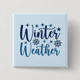Bóton Quadrado 5.08cm Horário de inverno - Tipografia de Férias de Neve