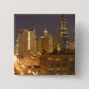 Bóton Quadrado 5.08cm Horizonte de Chicago, Illinois, do West Loop às