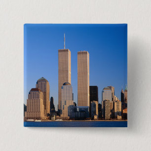 Bóton Quadrado 5.08cm Horizonte de Manhattan e Rio Hudson, Nova York, 2