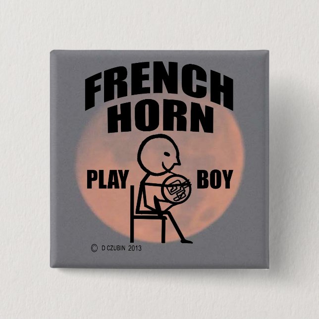 Bóton Quadrado 5.08cm Horn Play Boy francês (Frente)