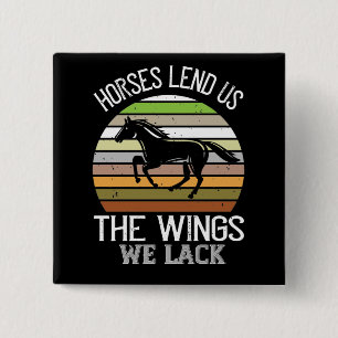 Bóton Quadrado 5.08cm Horse - Horses Lend Us The Wings We Lack