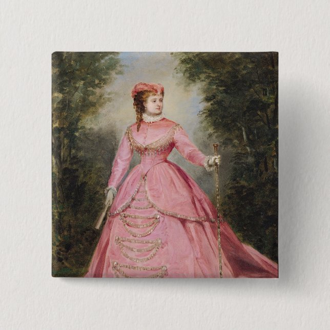 Bóton Quadrado 5.08cm Hortense Schneider 1868 (Frente)