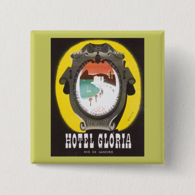 Bóton Quadrado 5.08cm Hotel Gloria (Frente)