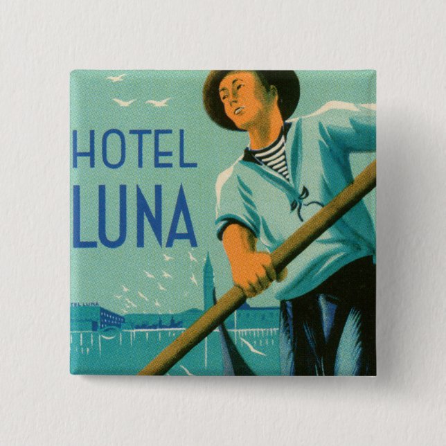Bóton Quadrado 5.08cm Hotel Luna Venezia (Frente)