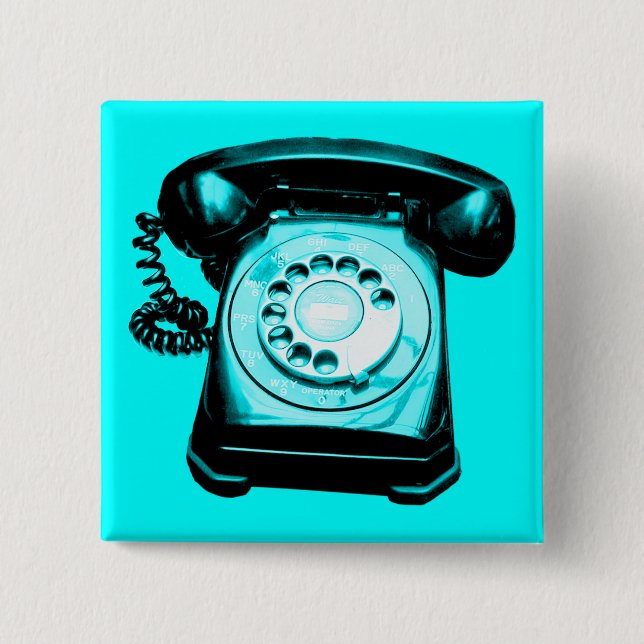 Bóton Quadrado 5.08cm Hotline Cyan (Frente)