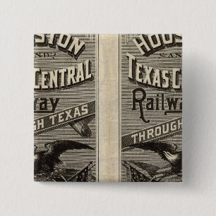 Bóton Quadrado 5.08cm Houston and Texas Central Rail através do Texas 2