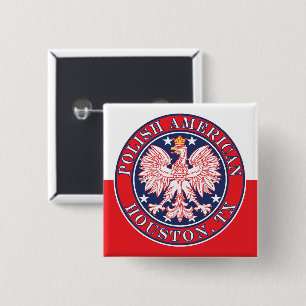 Bóton Quadrado 5.08cm Houston Texas Polska Eagle Polonês