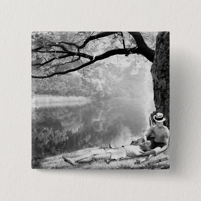 Bóton Quadrado 5.08cm Huckleberry & Tom (Frente)